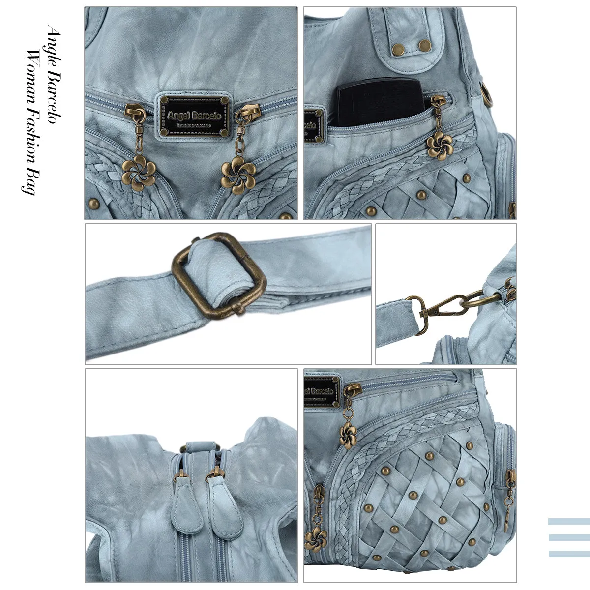 Women shoulder Handbag of High Quality Washed PU Leather