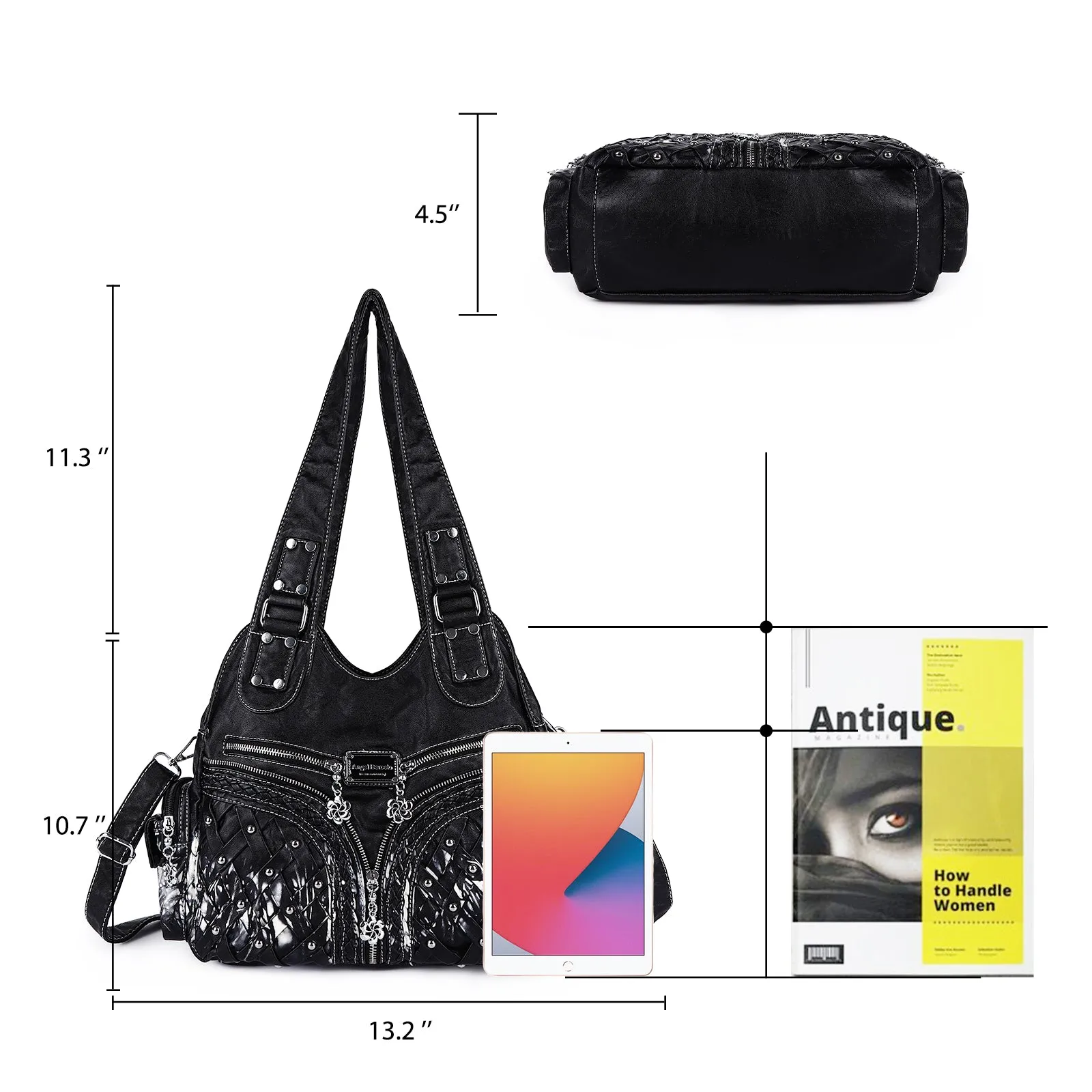 Women wash water PU leather multi-functional tie dye hardware accessories handmade hobo bag