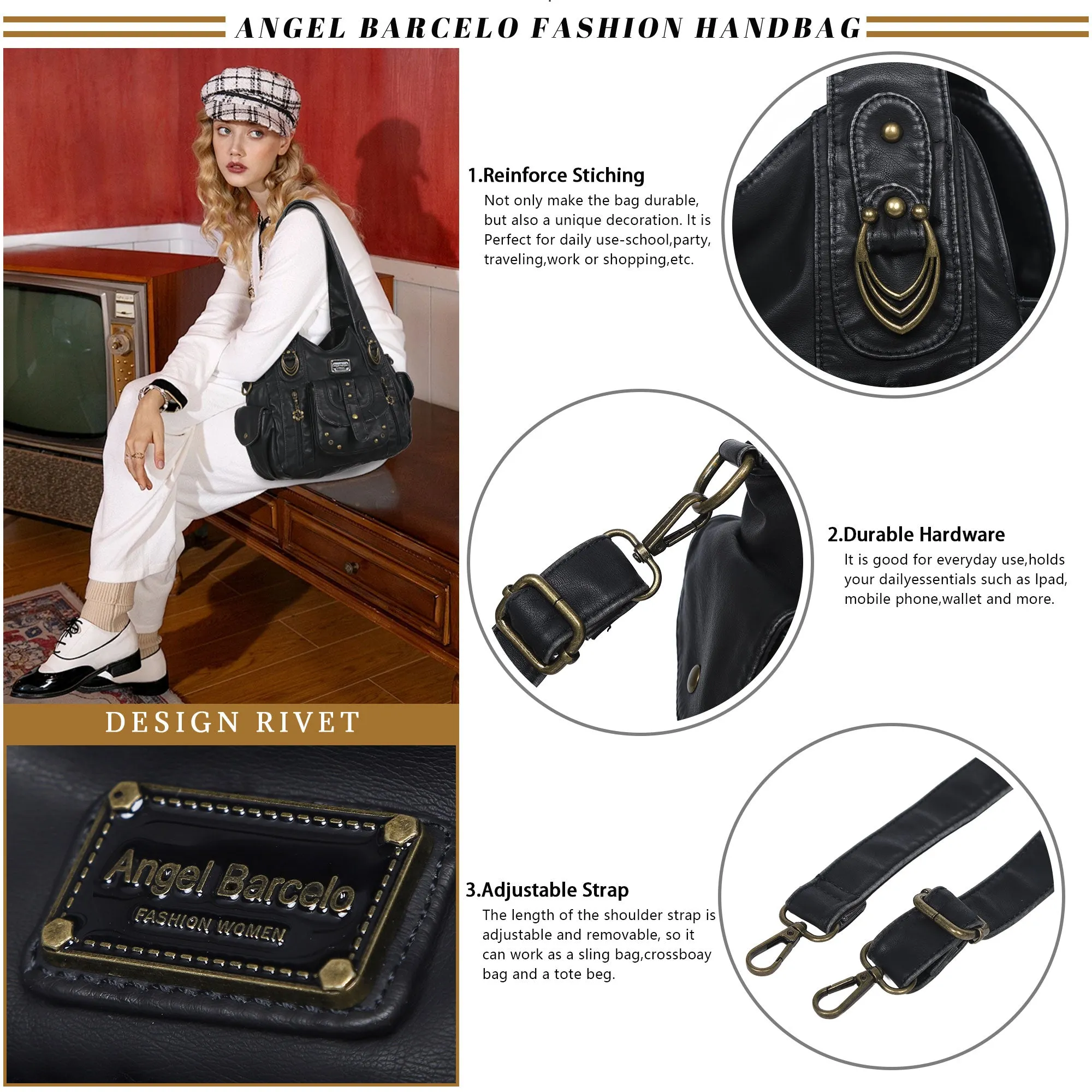 Women's large capacity Tote hobo handbags